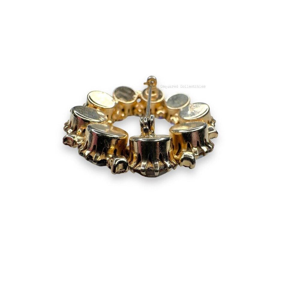 Weiss Brown Tan Topaz Aurora Borealis Crystal Brooch Clip On Earring Set Vintage - Picture 9 of 12